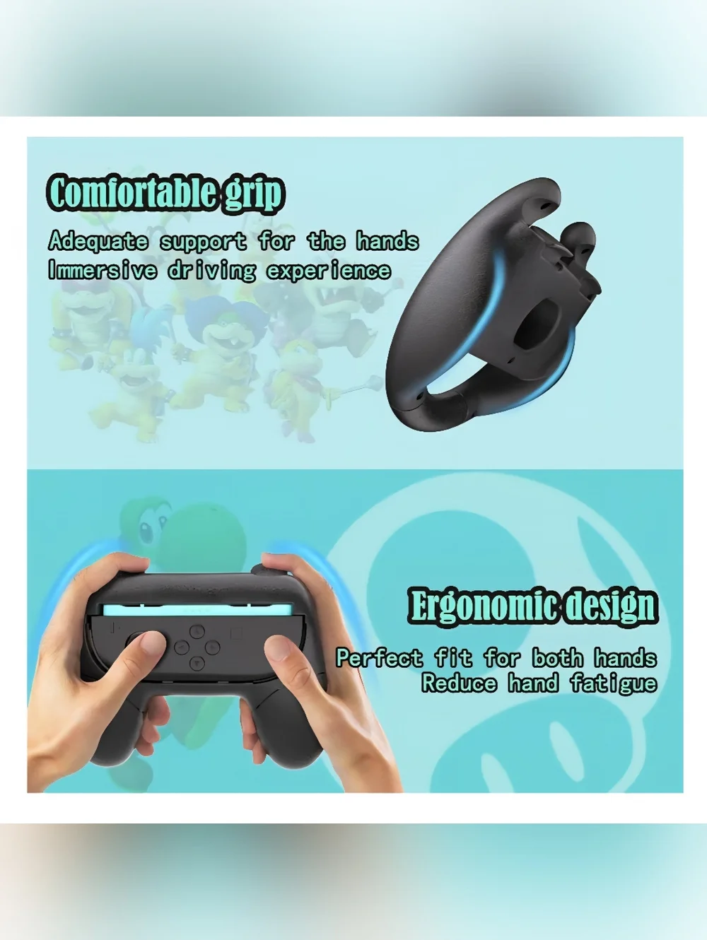 Nintendo Switch 2 Joy-Con Grip 4Pack: 2 Racing Wheels/ 2 Controller Handles, new